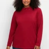 Langarmshirt mit Stehkragen und Glitzerdetails<sheego Sale