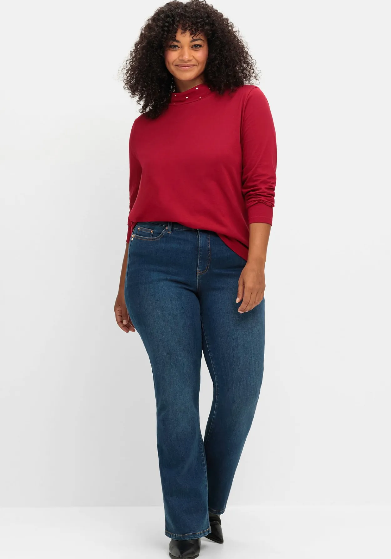 Langarmshirt mit Stehkragen und Glitzerdetails<sheego Sale