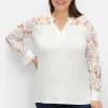 Langarmshirt mit transparenter Spitze<creation L Discount