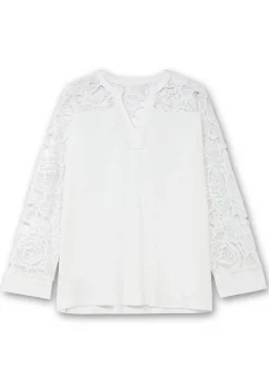 Langarmshirt mit transparenter Spitze<creation L Discount