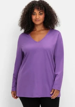 Langarmshirt mit V-Ausschnitt, in leichter A-Linie<sheego Fashion