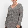 Langarmshirt mit V-Ausschnitt und Kellerfalte<sheego Fashion