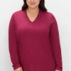 Langarmshirt mit V-Ausschnitt, vorn doppellagig<sheego Outlet