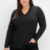 Langarmshirt mit V-Ausschnitt, vorn doppellagig<sheego Discount