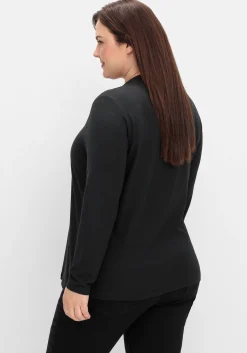 Langarmshirt mit V-Ausschnitt, vorn doppellagig<sheego Discount