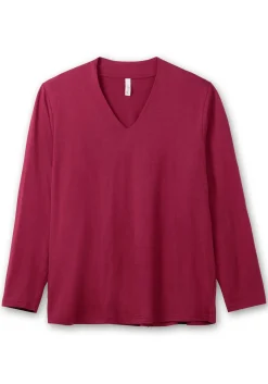 Langarmshirt mit V-Ausschnitt, vorn doppellagig<sheego Outlet