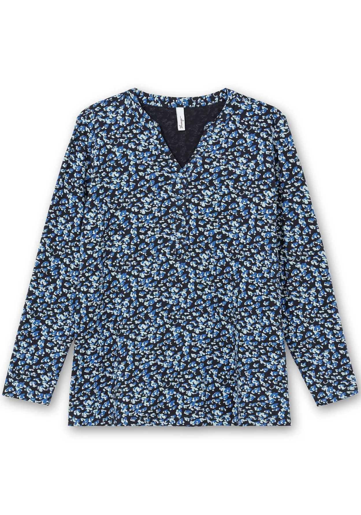 Langarmshirt mit V-Schlitz und floralem Minimalprint<sheego Hot