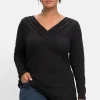 Langarmshirt mit Zierfalten am V-Ausschnitt, A-Linie<sheego by Joe Browns Hot