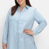 Lange Bluse mit Krempelärmeln, in Leinenoptik<sheego Outlet