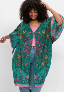 Lange Blusenjacke mit Ornament- und Bordürenprint<sheego by Joe Browns Hot