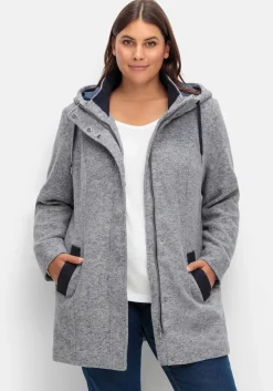 Lange Kapuzenjacke mit Kontrastdetails<sheego Online