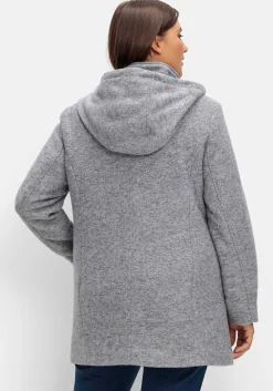 Lange Kapuzenjacke mit Kontrastdetails<sheego Online