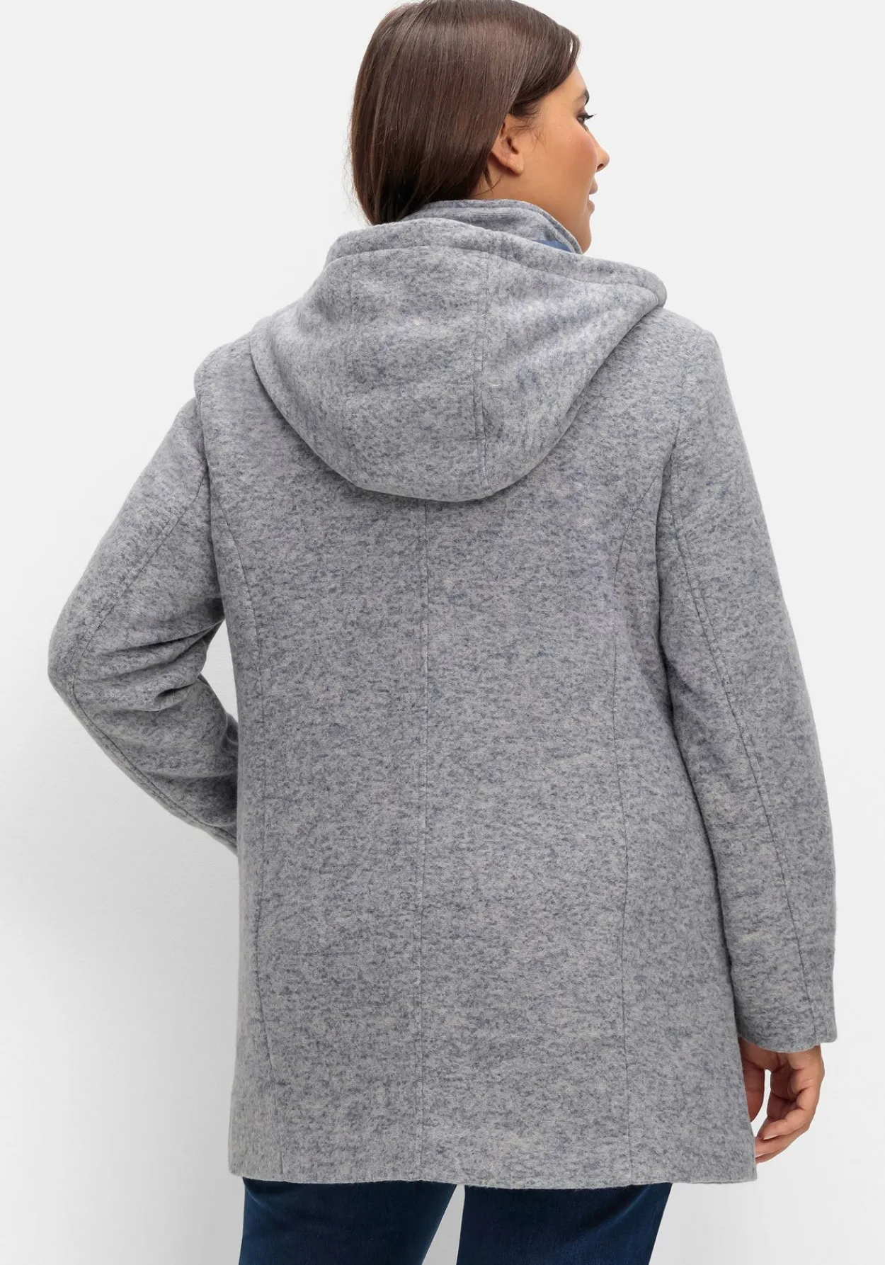 Lange Kapuzenjacke mit Kontrastdetails<sheego Online