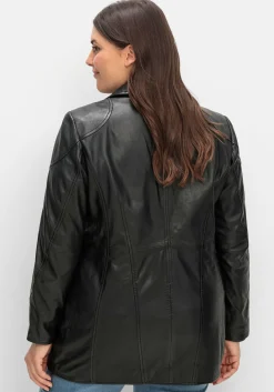 Lange Lederjacke aus Lammnappa, mit Reverskragen<sheego Online