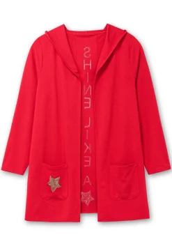 Lange Shirtjacke mit Pailletten-Print im Rücken<sheego Fashion