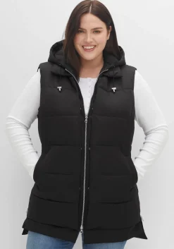Lange Steppweste im Lagenlook, mit Kapuze<sheego Hot
