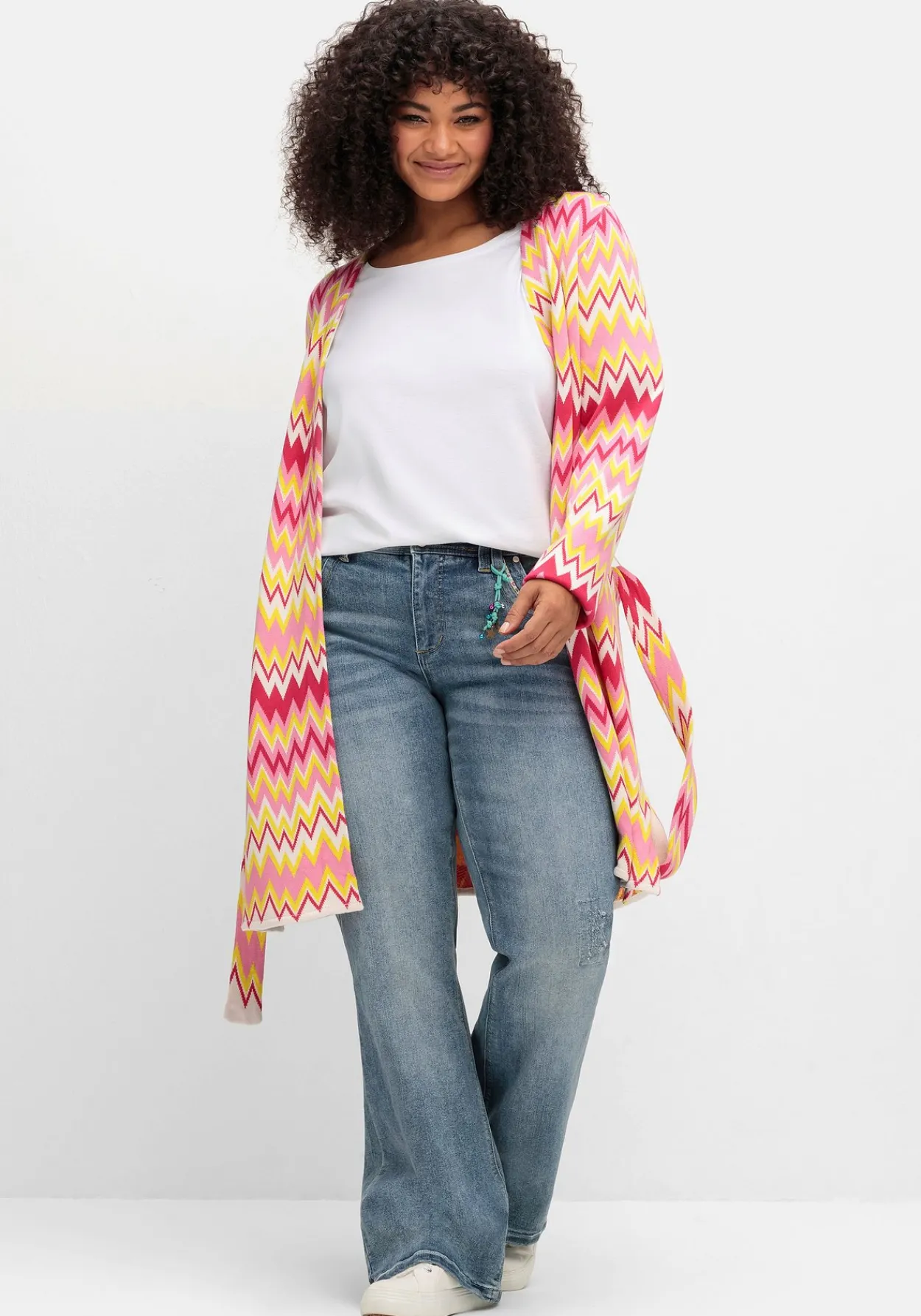 Lange Strickjacke im Zickzack-Jacquardmuster<sheego by Joe Browns Best