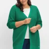 Lange Strickjacke in Grobstrick-Optik, offene Form<sheego x Collection L. Outlet