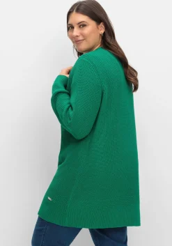 Lange Strickjacke in Grobstrick-Optik, offene Form<sheego x Collection L. Outlet