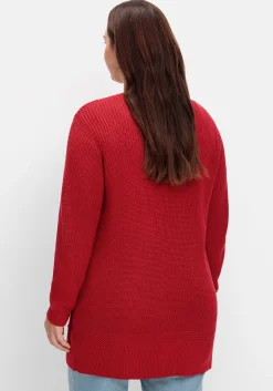 Lange Strickjacke in Grobstrick-Optik, offene Form<sheego x Collection L. Hot