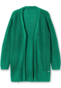 Lange Strickjacke in Grobstrick-Optik, offene Form<sheego x Collection L. Outlet