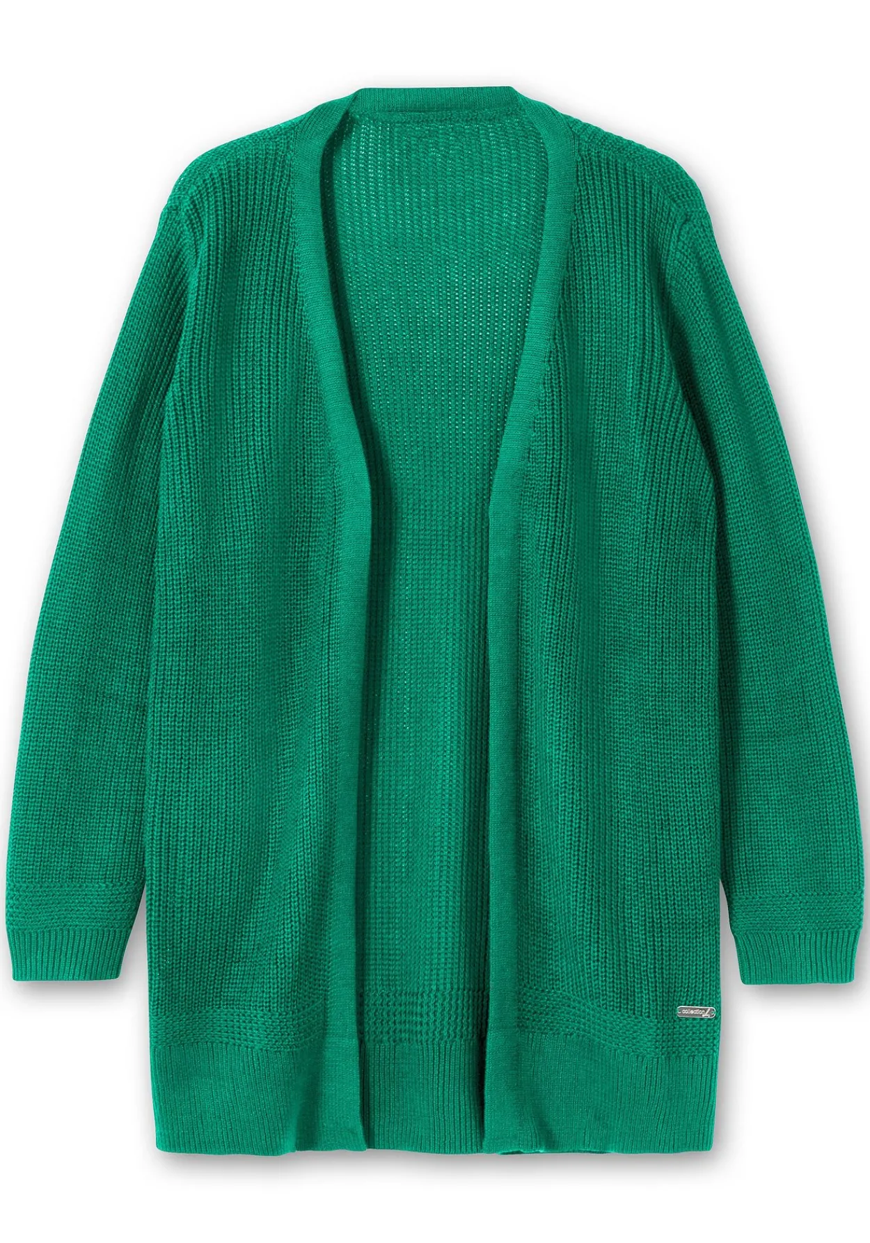 Lange Strickjacke in Grobstrick-Optik, offene Form<sheego x Collection L. Outlet