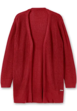 Lange Strickjacke in Grobstrick-Optik, offene Form<sheego x Collection L. Hot