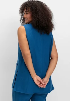 Lange Weste aus Leinen-Mix, mit Reverskragen<sheego Discount