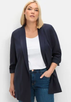 Langer Blazer mit Schalkragen und gerafftem 3/4-Arm<sheego Discount