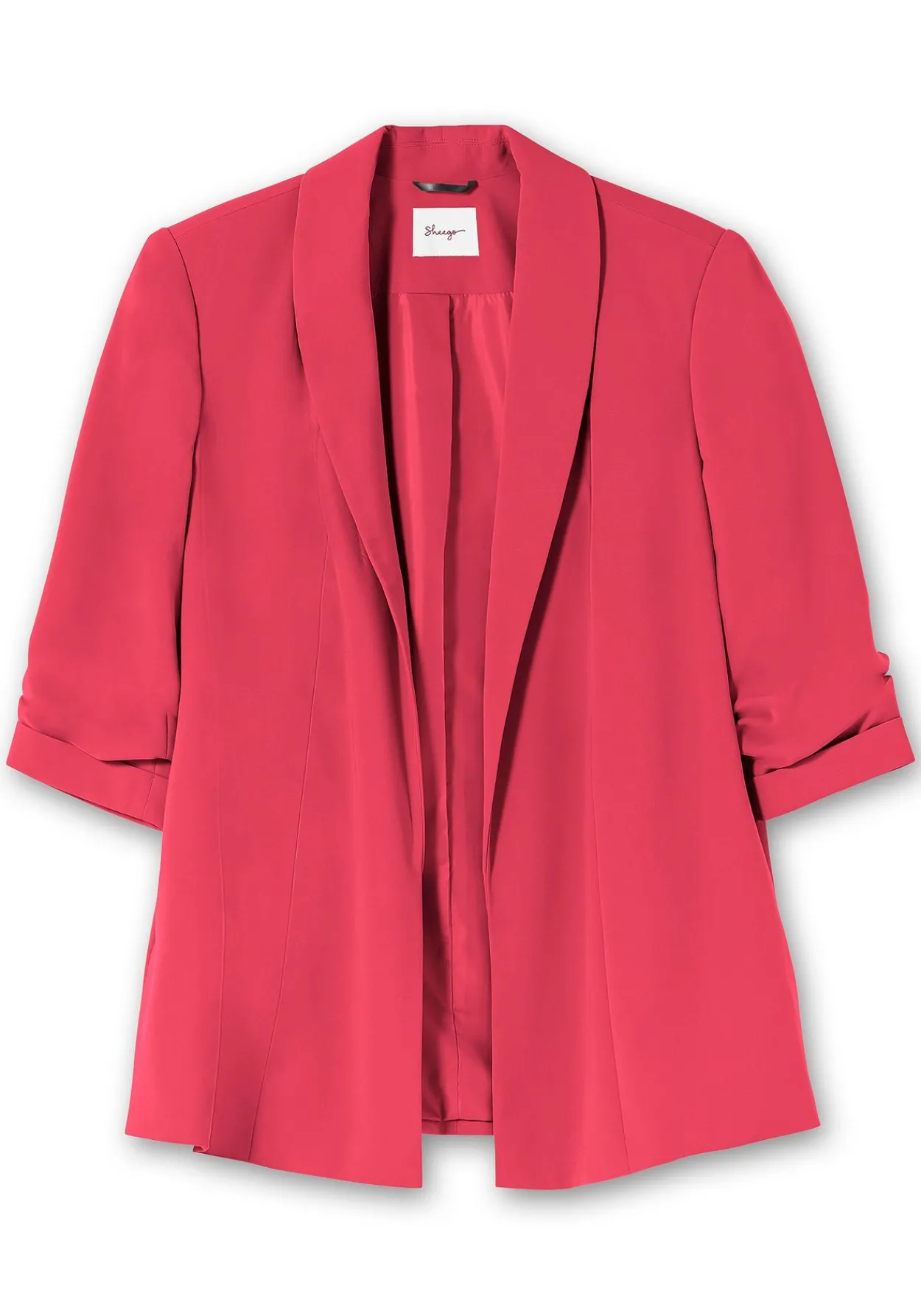 Langer Blazer mit Schalkragen und gerafftem 3/4-Arm<sheego Online
