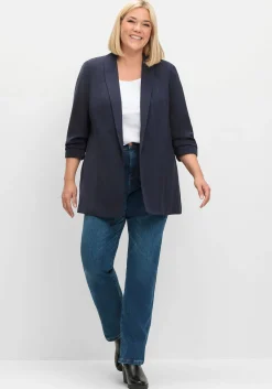 Langer Blazer mit Schalkragen und gerafftem 3/4-Arm<sheego Discount