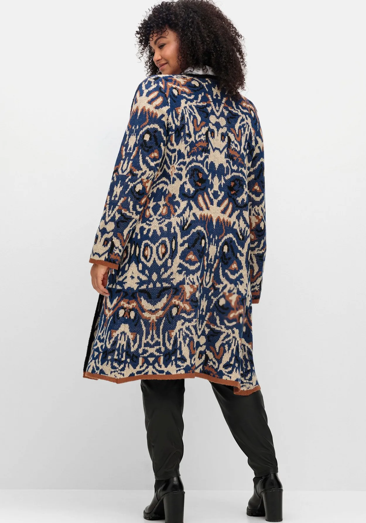 Langer, offener Strickmantel mit Jacquardmuster<sheego by Joe Browns Hot