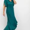 Langes Jerseykleid in Wickeloptik, mit Volantrock<sheego Discount