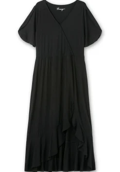 Langes Jerseykleid in Wickeloptik, mit Volantrock<sheego Sale