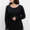 Langes Schlafshirt mit Seitenschlitzen, Rundhalsausschnitt<sheego Clearance