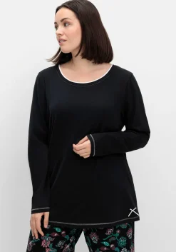 Langes Schlafshirt mit Seitenschlitzen, Rundhalsausschnitt<sheego Clearance