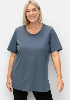 Langes Yogashirt in Lagenoptik, mit Lotusdruck hinten<sheego Discount