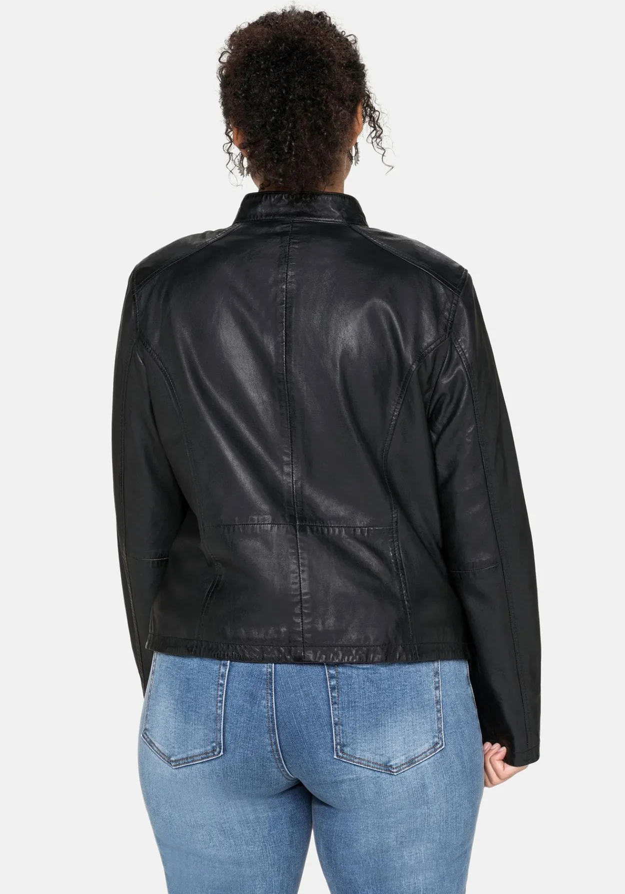 Lederjacke aus Lammnappa, mit Stehkragen<sheego Hot