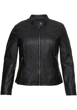 Lederjacke aus Lammnappa, mit Stehkragen<sheego Hot
