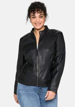 Lederjacke aus Lammnappa, mit Stehkragen<sheego Hot