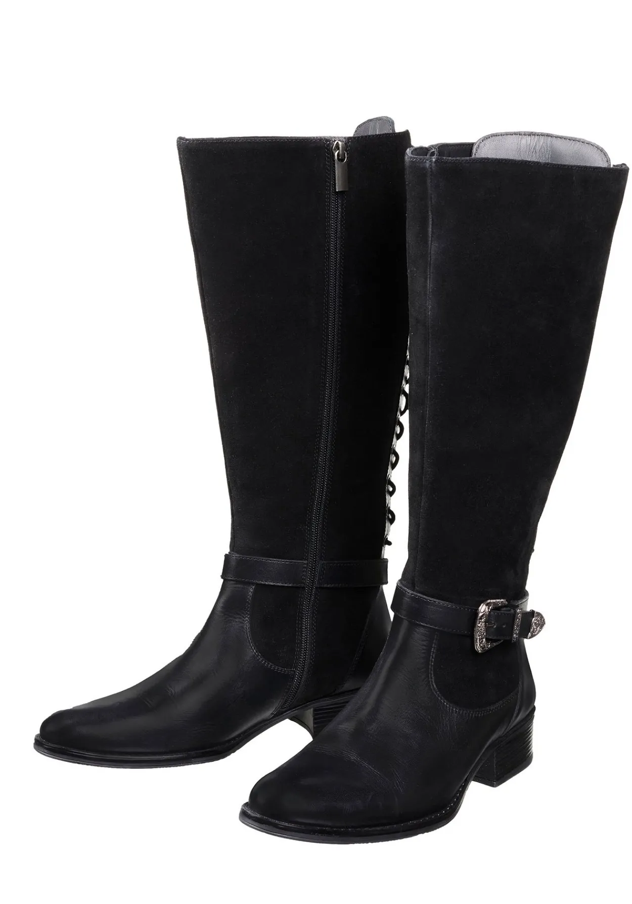 Lederstiefel mit Schnürung hinten und Zierschnalle<sheego by Joe Browns Outlet