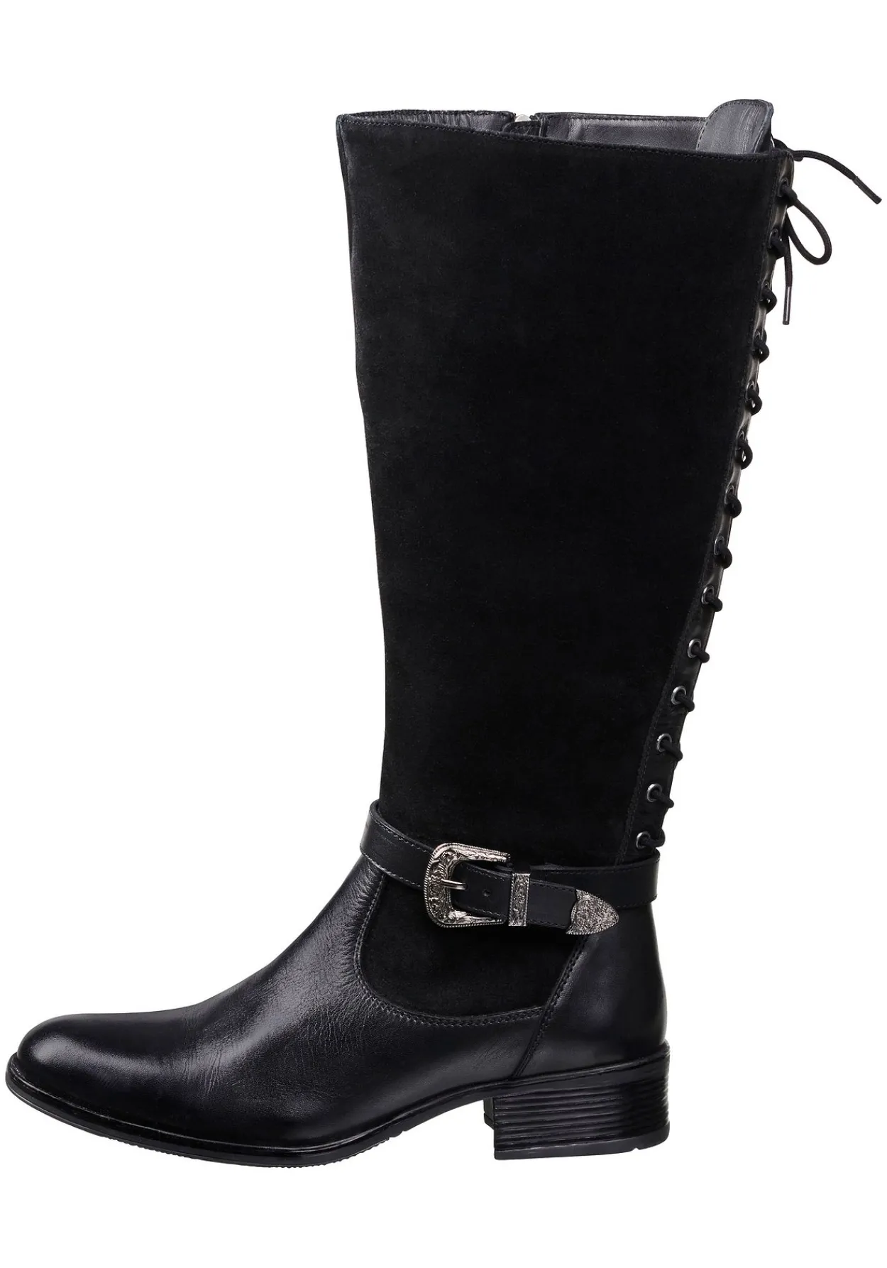 Lederstiefel mit Schnürung hinten und Zierschnalle<sheego by Joe Browns Outlet