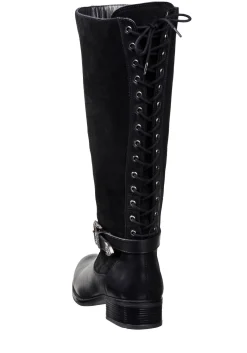 Lederstiefel mit Schnürung hinten und Zierschnalle<sheego by Joe Browns Outlet