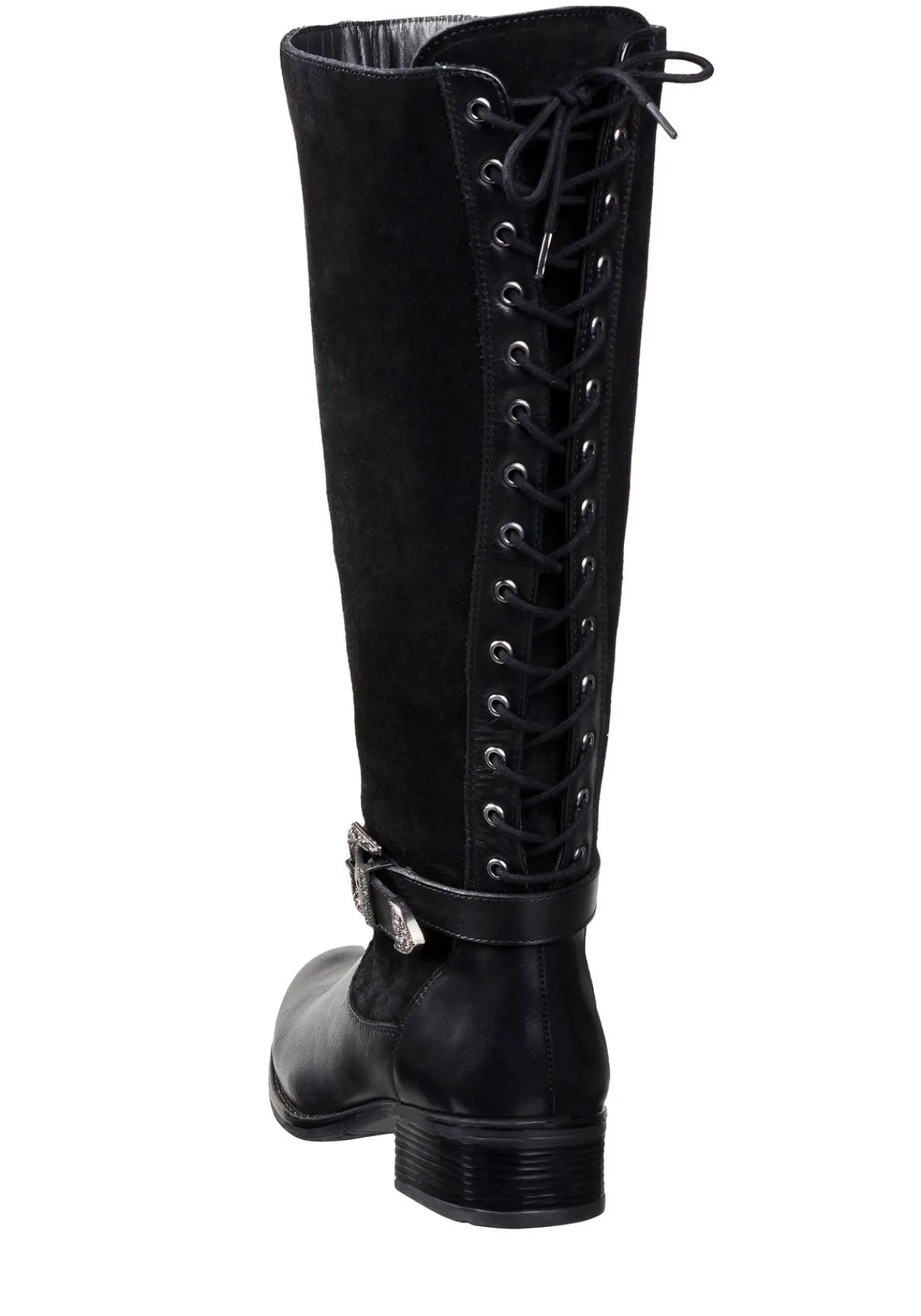 Lederstiefel mit Schnürung hinten und Zierschnalle<sheego by Joe Browns Outlet