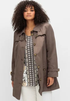 Leicht glänzende Longjacke im Trenchcoat-Stil<sheego Hot