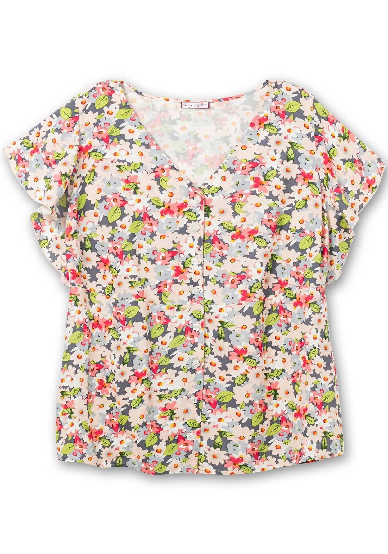 Leicht taillierte Bluse mit kurzen Volantärmeln<sheego by Joe Browns Online