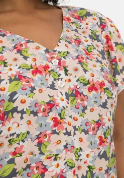Leicht taillierte Bluse mit kurzen Volantärmeln<sheego by Joe Browns Online