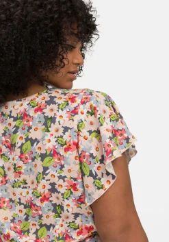 Leicht taillierte Bluse mit kurzen Volantärmeln<sheego by Joe Browns Online