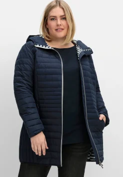 Leicht wattierte Longsteppjacke mit Kapuze<sheego Outlet