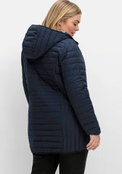Leicht wattierte Longsteppjacke mit Kapuze<sheego Outlet